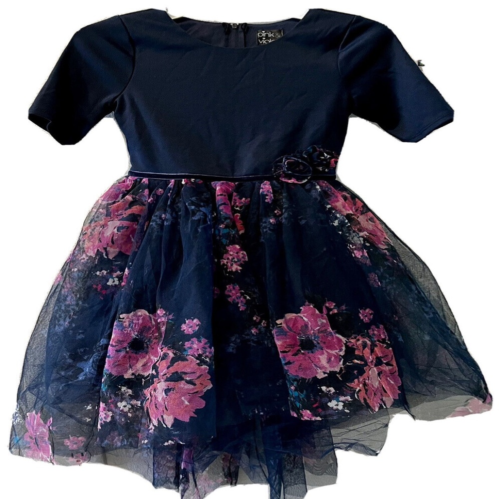 Pink & Violet Big Girls Floral-Print Hi/Lo Ballerina Party Dress Size 6X